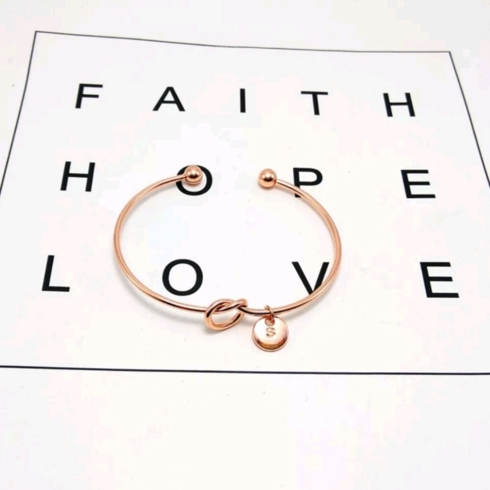 Rose Gold Initial Knot Bracelet - Picture 4 of 6